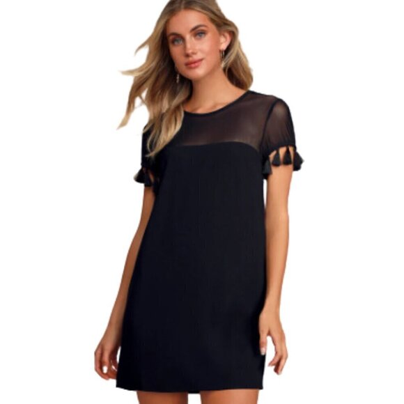 Lulus Iced Latte Black Shift Mini Dress Sz XS - Picture 1 of 11
